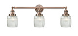 3-Light 32" Brushed Satin Nickel Bath Vanity Light - Thick Clear Halophane Colton Glass LED