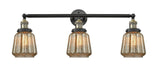 205-BAB-G146 3-Light 30" Black Antique Brass Bath Vanity Light - Mercury Plated Chatham Glass - LED Bulb - Dimmensions: 30 x 9 x 10 - Glass Up or Down: Yes