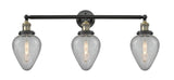 205-BAB-G165 3-Light 32" Black Antique Brass Bath Vanity Light - Clear Crackle Geneseo Glass - LED Bulb - Dimmensions: 32 x 8 x 14 - Glass Up or Down: Yes