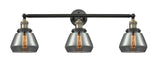 205-BAB-G173 3-Light 30" Black Antique Brass Bath Vanity Light - Plated Smoke Fulton Glass - LED Bulb - Dimmensions: 30 x 9 x 10 - Glass Up or Down: Yes