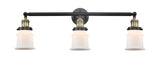 205-BAB-G181S 3-Light 30" Black Antique Brass Bath Vanity Light - Matte White Small Canton Glass - LED Bulb - Dimmensions: 30 x 9 x 10 - Glass Up or Down: Yes