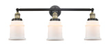 205-BAB-G181 3-Light 30" Black Antique Brass Bath Vanity Light - Matte White Canton Glass - LED Bulb - Dimmensions: 30 x 9 x 10 - Glass Up or Down: Yes