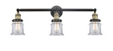 205-BAB-G182S 3-Light 30" Black Antique Brass Bath Vanity Light - Clear Small Canton Glass - LED Bulb - Dimmensions: 30 x 9 x 10 - Glass Up or Down: Yes