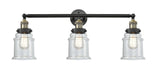 205-BAB-G182 3-Light 30" Black Antique Brass Bath Vanity Light - Clear Canton Glass - LED Bulb - Dimmensions: 30 x 9 x 10 - Glass Up or Down: Yes