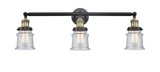 205-BAB-G184S 3-Light 30" Black Antique Brass Bath Vanity Light - Seedy Small Canton Glass - LED Bulb - Dimmensions: 30 x 9 x 10 - Glass Up or Down: Yes