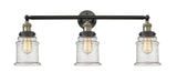 205-BAB-G184 3-Light 30" Black Antique Brass Bath Vanity Light - Seedy Canton Glass - LED Bulb - Dimmensions: 30 x 9 x 10 - Glass Up or Down: Yes