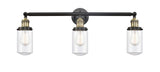 205-BAB-G312 3-Light 31" Black Antique Brass Bath Vanity Light - Clear Dover Glass - LED Bulb - Dimmensions: 31 x 7.5 x 10.75 - Glass Up or Down: Yes