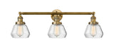 205-BB-G172 3-Light 30" Brushed Brass Bath Vanity Light - Clear Fulton Glass - LED Bulb - Dimmensions: 30 x 9 x 10 - Glass Up or Down: Yes