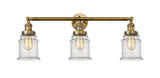 205-BB-G184 3-Light 30" Brushed Brass Bath Vanity Light - Seedy Canton Glass - LED Bulb - Dimmensions: 30 x 9 x 10 - Glass Up or Down: Yes