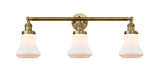 205-BB-G191 3-Light 30" Brushed Brass Bath Vanity Light - Matte White Bellmont Glass - LED Bulb - Dimmensions: 30 x 9 x 10 - Glass Up or Down: Yes