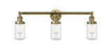 3-Light 31" Brushed Satin Nickel Bath Vanity Light - Clear Dover Glass LED