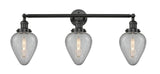 205-BK-G165 3-Light 32" Matte Black Bath Vanity Light - Clear Crackle Geneseo Glass - LED Bulb - Dimmensions: 32 x 8 x 14 - Glass Up or Down: Yes