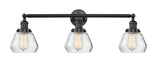 205-BK-G172 3-Light 30" Matte Black Bath Vanity Light - Clear Fulton Glass - LED Bulb - Dimmensions: 30 x 9 x 10 - Glass Up or Down: Yes