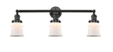 205-BK-G181S 3-Light 30" Matte Black Bath Vanity Light - Matte White Small Canton Glass - LED Bulb - Dimmensions: 30 x 9 x 10 - Glass Up or Down: Yes