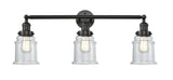 205-BK-G182 3-Light 30" Matte Black Bath Vanity Light - Clear Canton Glass - LED Bulb - Dimmensions: 30 x 9 x 10 - Glass Up or Down: Yes