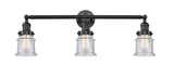 205-BK-G184S 3-Light 30" Matte Black Bath Vanity Light - Seedy Small Canton Glass - LED Bulb - Dimmensions: 30 x 9 x 10 - Glass Up or Down: Yes