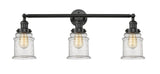 205-BK-G184 3-Light 30" Matte Black Bath Vanity Light - Seedy Canton Glass - LED Bulb - Dimmensions: 30 x 9 x 10 - Glass Up or Down: Yes