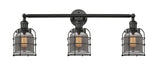 205-BK-G53-CE-LED 3-Light 31" Bell Cage Matte Black Bath Vanity Light LED