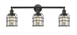 205-BK-G58-CE-LED 3-Light 31" Bell Cage Matte Black Bath Vanity Light LED