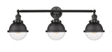 3-Light 34" Matte Black Bath Vanity Light - Clear Hampden Glass LED