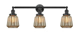 205-OB-G146 3-Light 30" Oil Rubbed Bronze Bath Vanity Light - Mercury Plated Chatham Glass - LED Bulb - Dimmensions: 30 x 9 x 10 - Glass Up or Down: Yes