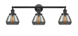 205-OB-G173 3-Light 30" Oil Rubbed Bronze Bath Vanity Light - Plated Smoke Fulton Glass - LED Bulb - Dimmensions: 30 x 9 x 10 - Glass Up or Down: Yes