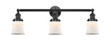 3-Light 30" Brushed Satin Nickel Bath Vanity Light - Matte White Small Canton Glass LED