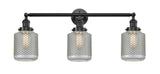 205-OB-G262-LED 3-Light 32" Stanton Oil Rubbed Bronze Bath Vanity Light - Vintage Wire Mesh Stanton Glass