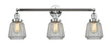 205-PC-G142 3-Light 30" Polished Chrome Bath Vanity Light - Clear Chatham Glass - LED Bulb - Dimmensions: 30 x 9 x 10 - Glass Up or Down: Yes