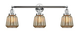 3-Light 30" Brushed Satin Nickel Bath Vanity Light - Mercury Plated Chatham Glass LED
