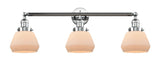 3-Light 30" Brushed Satin Nickel Bath Vanity Light - Matte White Cased Fulton Glass LED