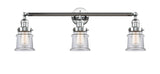 3-Light 30" Brushed Satin Nickel Bath Vanity Light - Clear Small Canton Glass LED