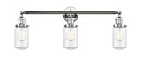 205-PC-G312 3-Light 31" Polished Chrome Bath Vanity Light - Clear Dover Glass - LED Bulb - Dimmensions: 31 x 7.5 x 10.75 - Glass Up or Down: Yes