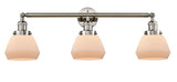 205-PN-G171 3-Light 30" Polished Nickel Bath Vanity Light - Matte White Cased Fulton Glass - LED Bulb - Dimmensions: 30 x 9 x 10 - Glass Up or Down: Yes