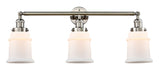 205-PN-G181 3-Light 30" Polished Nickel Bath Vanity Light - Matte White Canton Glass - LED Bulb - Dimmensions: 30 x 9 x 10 - Glass Up or Down: Yes
