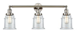 205-PN-G182 3-Light 30" Polished Nickel Bath Vanity Light - Clear Canton Glass - LED Bulb - Dimmensions: 30 x 9 x 10 - Glass Up or Down: Yes