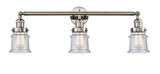 205-PN-G184S 3-Light 30" Polished Nickel Bath Vanity Light - Seedy Small Canton Glass - LED Bulb - Dimmensions: 30 x 9 x 10 - Glass Up or Down: Yes