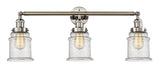 205-PN-G184 3-Light 30" Polished Nickel Bath Vanity Light - Seedy Canton Glass - LED Bulb - Dimmensions: 30 x 9 x 10 - Glass Up or Down: Yes