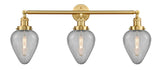 205-SG-G165 3-Light 32" Satin Gold Bath Vanity Light - Clear Crackle Geneseo Glass - LED Bulb - Dimmensions: 32 x 8 x 14 - Glass Up or Down: Yes