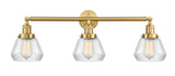 205-SG-G172 3-Light 30" Satin Gold Bath Vanity Light - Clear Fulton Glass - LED Bulb - Dimmensions: 30 x 9 x 10 - Glass Up or Down: Yes