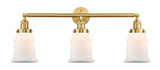 3-Light 30" Brushed Satin Nickel Bath Vanity Light - Matte White Canton Glass LED