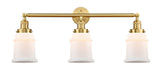 205-SG-G181 3-Light 30" Satin Gold Bath Vanity Light - Matte White Canton Glass - LED Bulb - Dimmensions: 30 x 9 x 10 - Glass Up or Down: Yes