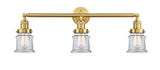 205-SG-G182S 3-Light 30" Satin Gold Bath Vanity Light - Clear Small Canton Glass - LED Bulb - Dimmensions: 30 x 9 x 10 - Glass Up or Down: Yes