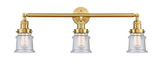 205-SG-G184S 3-Light 30" Satin Gold Bath Vanity Light - Seedy Small Canton Glass - LED Bulb - Dimmensions: 30 x 9 x 10 - Glass Up or Down: Yes