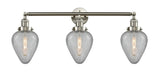 205-SN-G165 3-Light 32" Brushed Satin Nickel Bath Vanity Light - Clear Crackle Geneseo Glass - LED Bulb - Dimmensions: 32 x 8 x 14 - Glass Up or Down: Yes
