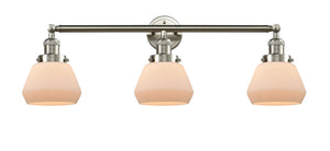 3-Light 30" Brushed Satin Nickel Bath Vanity Light - Matte White Cased Fulton Glass LED