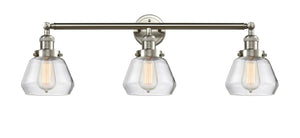 3-Light 30" Brushed Satin Nickel Bath Vanity Light - Clear Fulton Glass LED