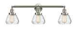 3-Light 30" Brushed Satin Nickel Bath Vanity Light - Clear Fulton Glass LED