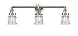 3-Light 30" Brushed Satin Nickel Bath Vanity Light - Clear Small Canton Glass LED