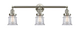 205-SN-G182S 3-Light 30" Brushed Satin Nickel Bath Vanity Light - Clear Small Canton Glass - LED Bulb - Dimmensions: 30 x 9 x 10 - Glass Up or Down: Yes
